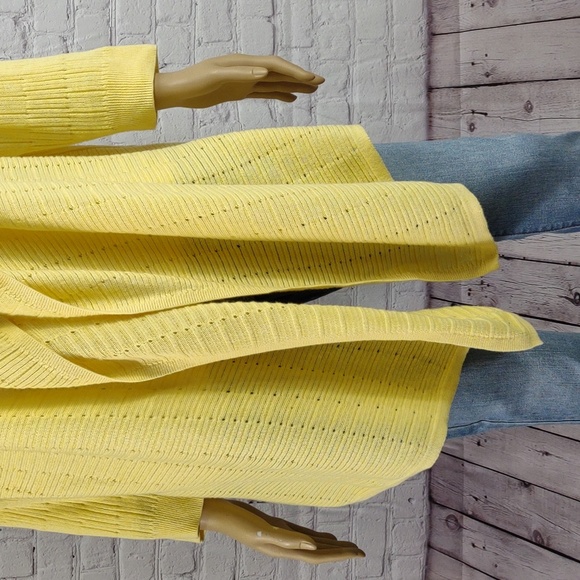 Christopher & Banks Large yellow open front knit waterfall Cardigan - Picture 4 of 10